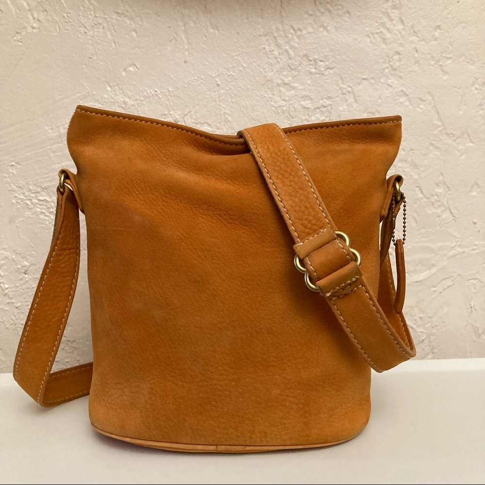 Bucket Sonoma Nubuk 4933 Orange Gold Suede Leather Cross Body Bag